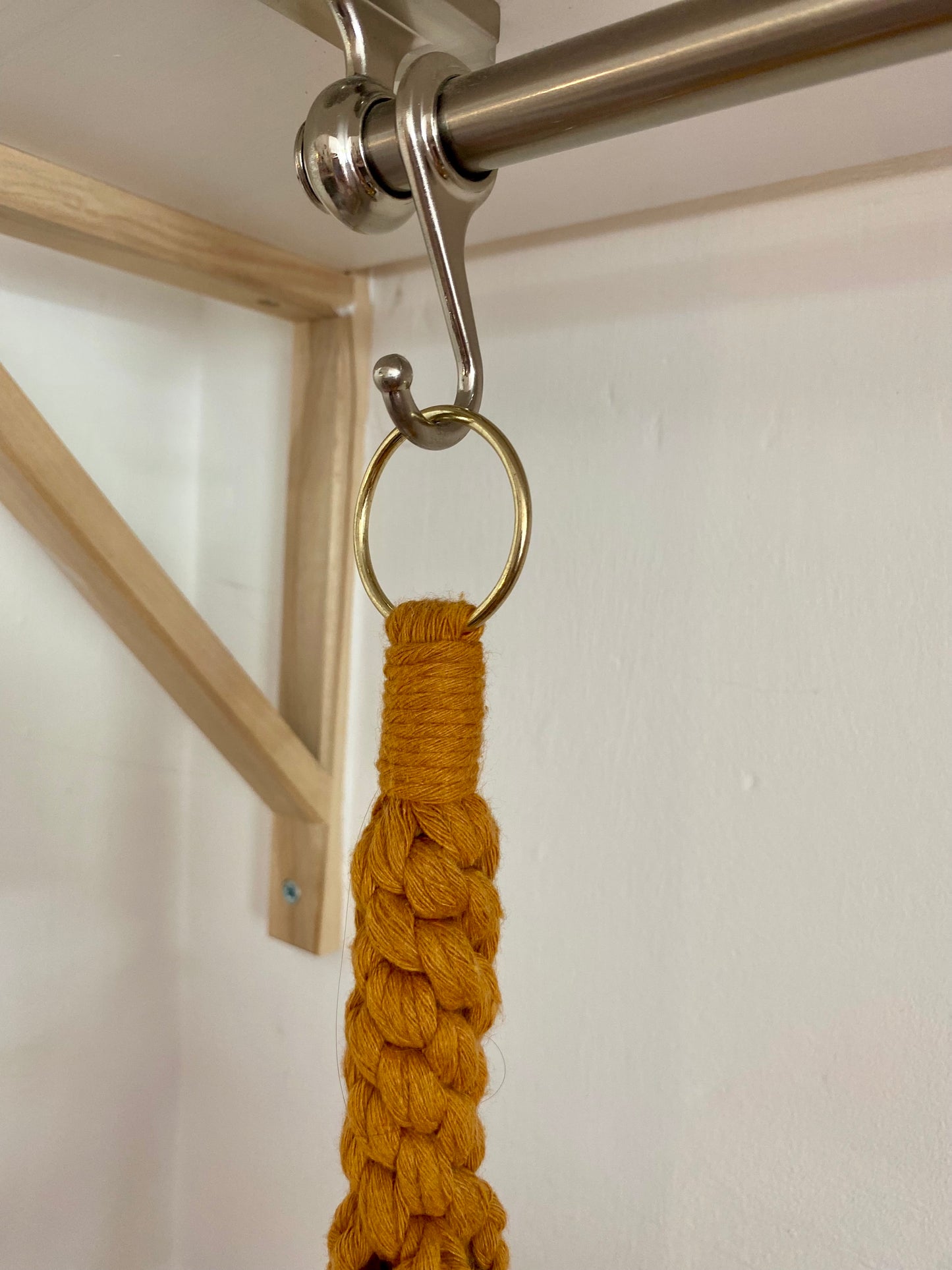 Northern Rose | Macrame Plant Hanger | Turmeric & Handpainted Wooden Beads