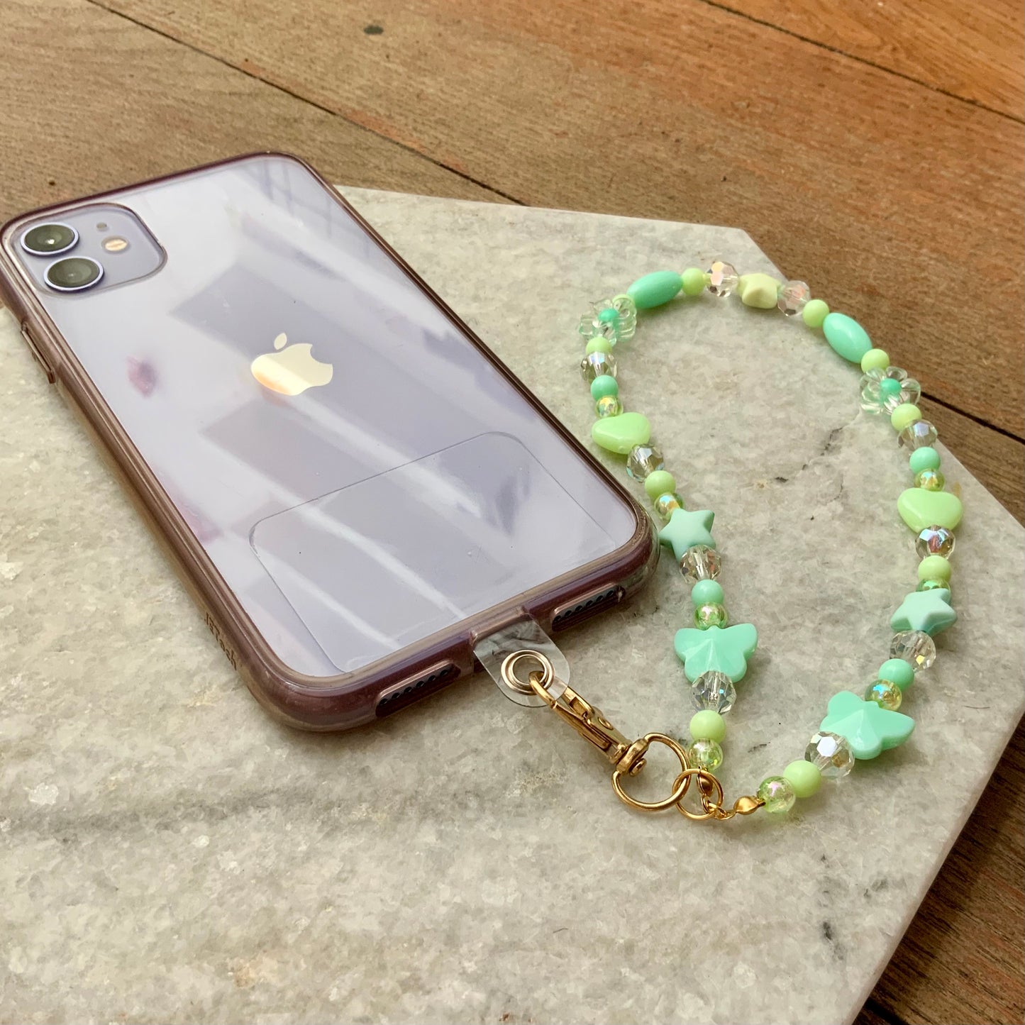 Northern Rose | Mobile Phone Lanyard | Beaded Wrist Strap Green