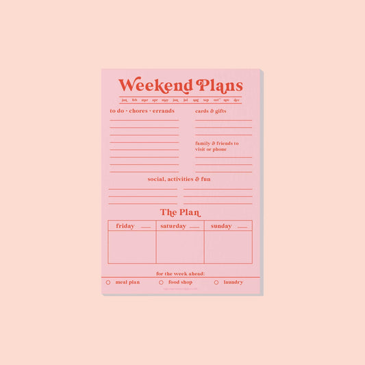 Once Upon a Tuesday | Weekend Planner Pad A5 | Pink & Red