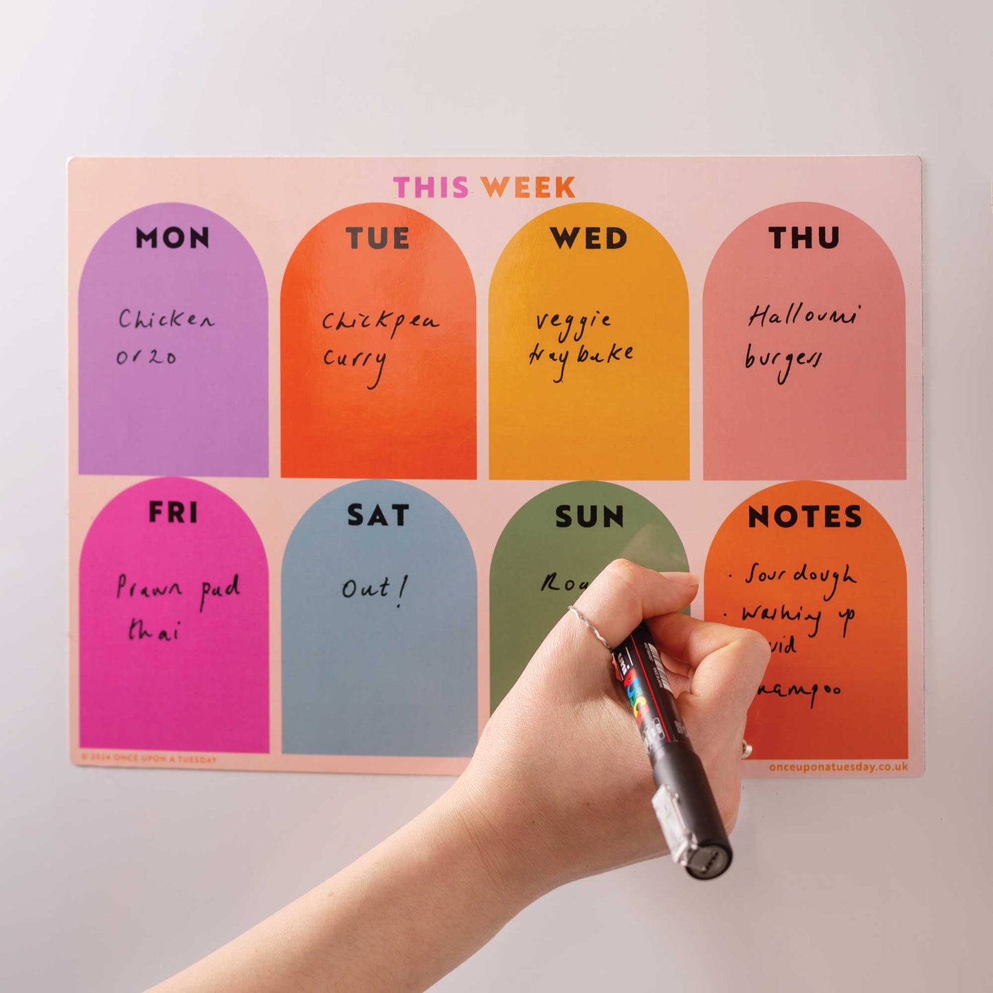 Once Upon a Tuesday | A4 Magnetic Colour Block Weekly Planner | Fridge Magnet Planner