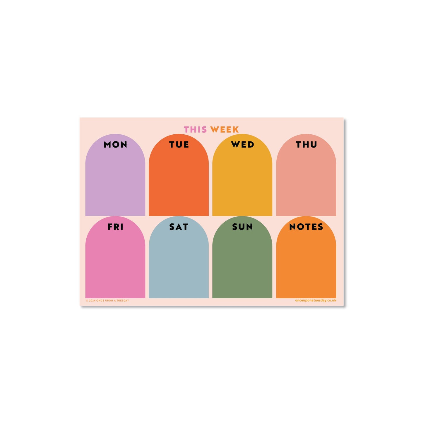 Once Upon a Tuesday | A4 Magnetic Colour Block Weekly Planner | Fridge Magnet Planner