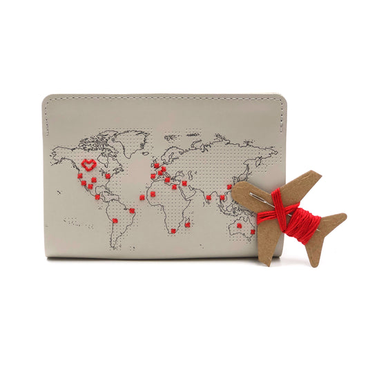 Chasing Threads | Grey Vegan Leather DIY Passport Cover | Sew Where You've Been