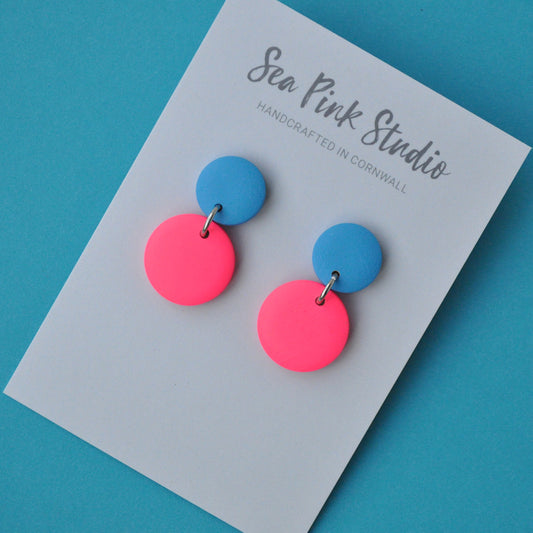 Sea Pink Studio | Earrings | Neon Pink Double
