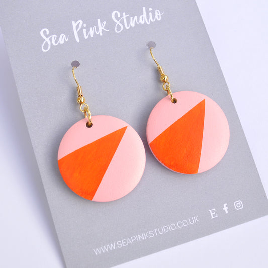 Sea Pink Studio | Earrings | Pink & Orange Wedge