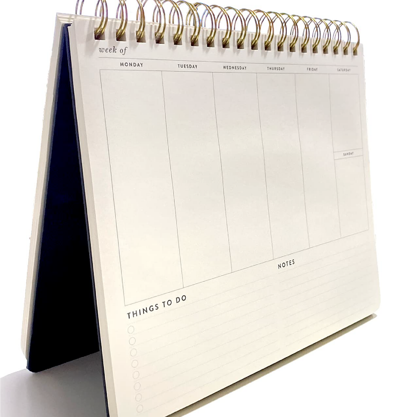 Èccolo | Spiral Undated Weekly Desk Planner | Black & Gold | 10x8"