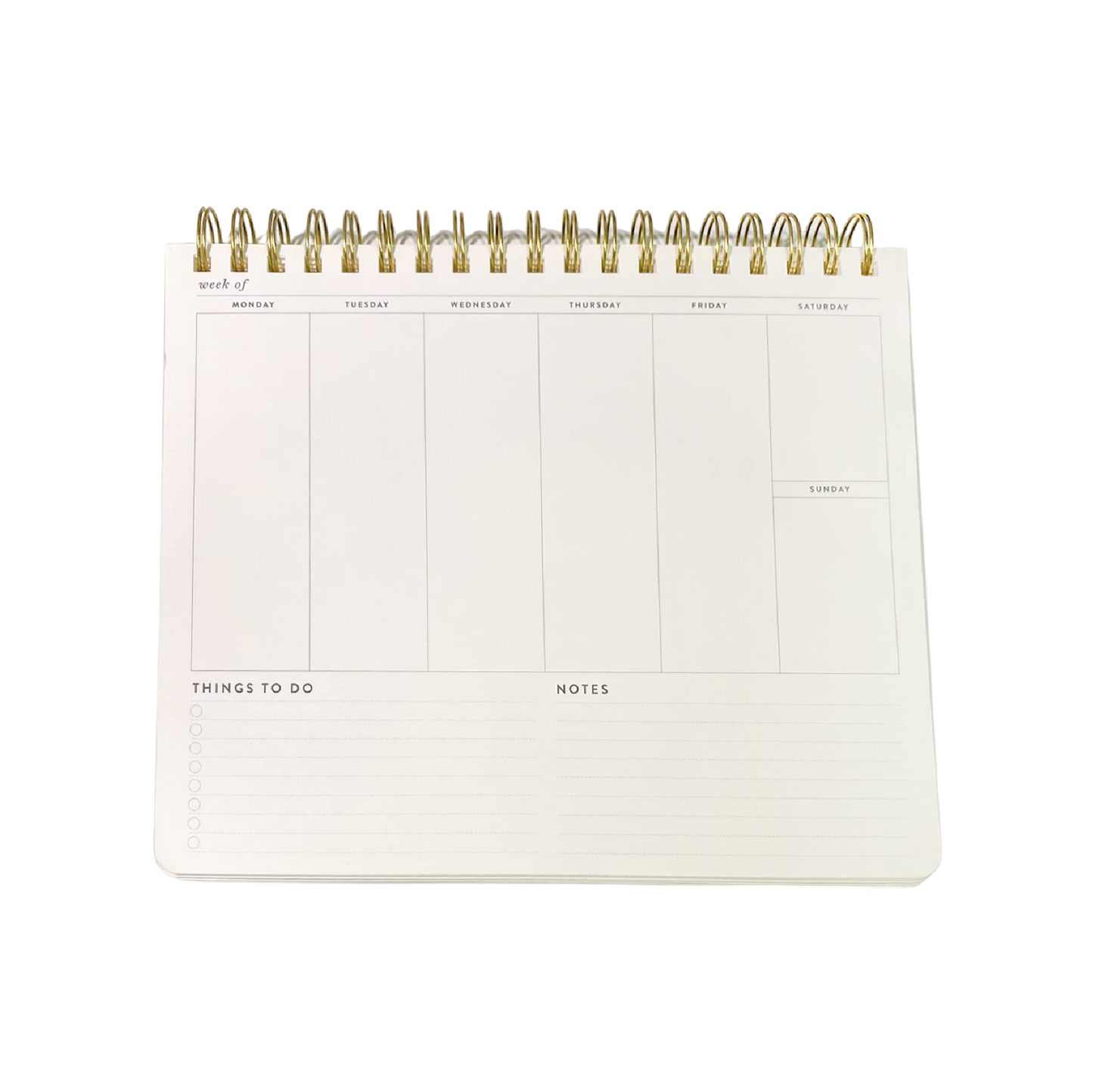 Èccolo | Spiral Undated Weekly Desk Planner | Black & Gold | 10x8"