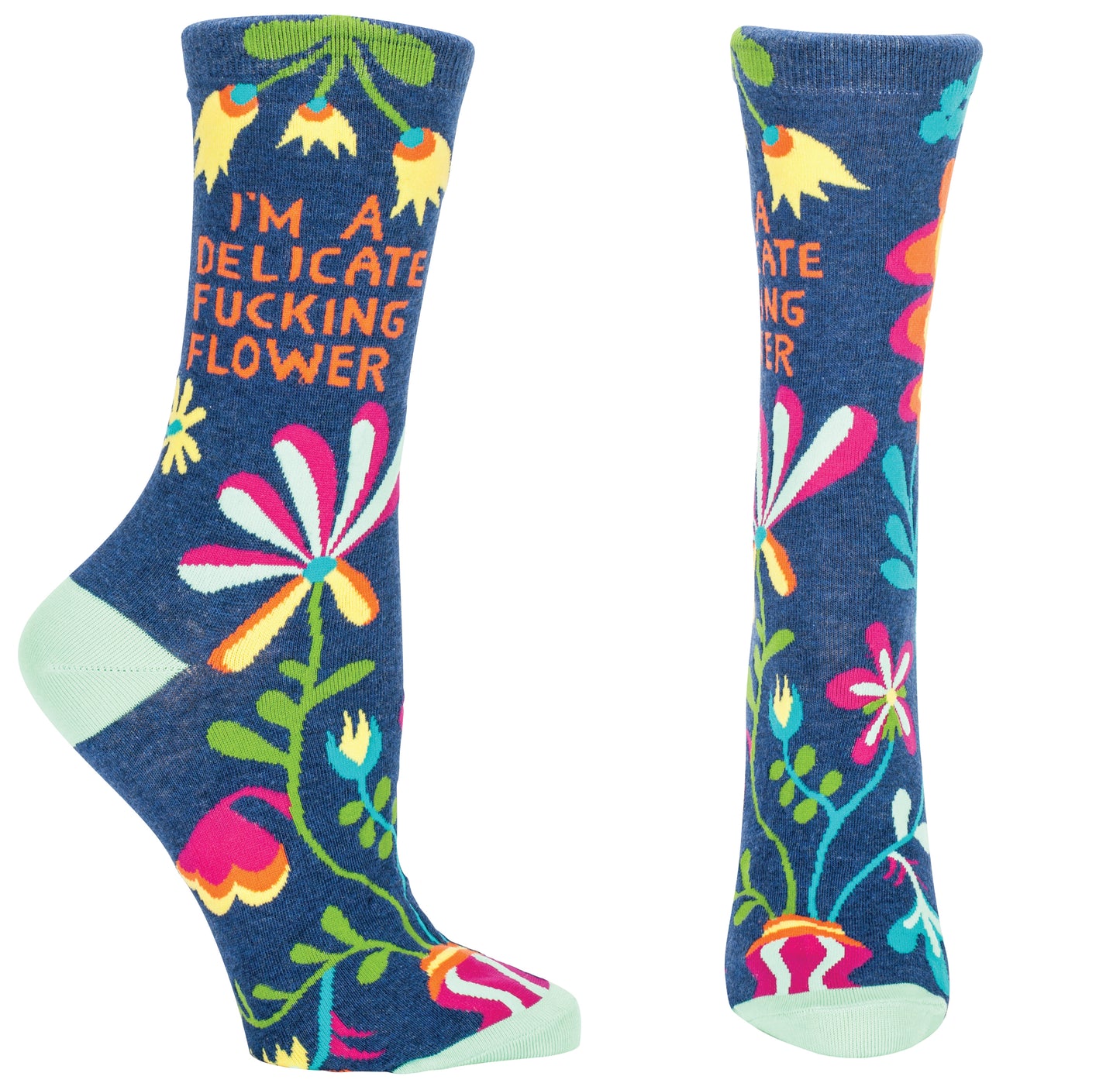 Blue Q | Women's Crew Socks | I'm A Delicate Fucking Flower