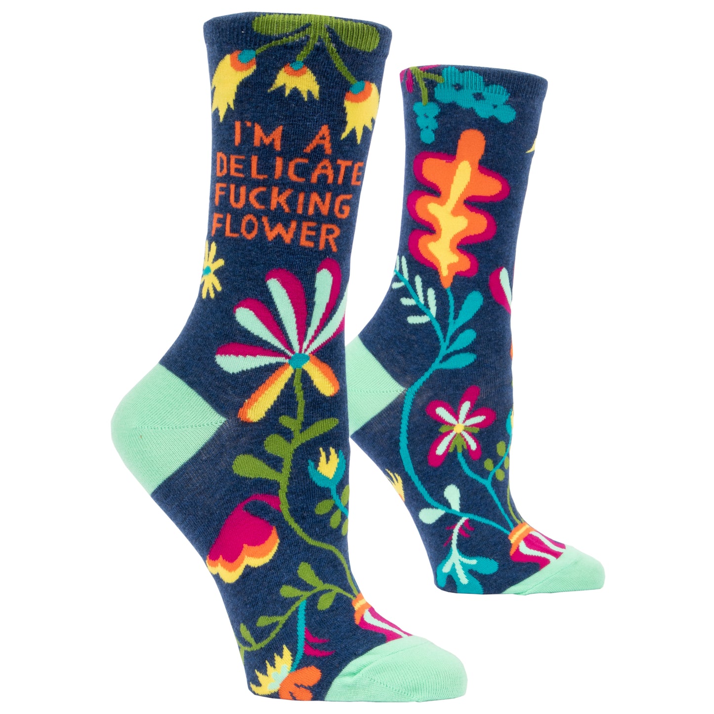 Blue Q | Women's Crew Socks | I'm A Delicate Fucking Flower