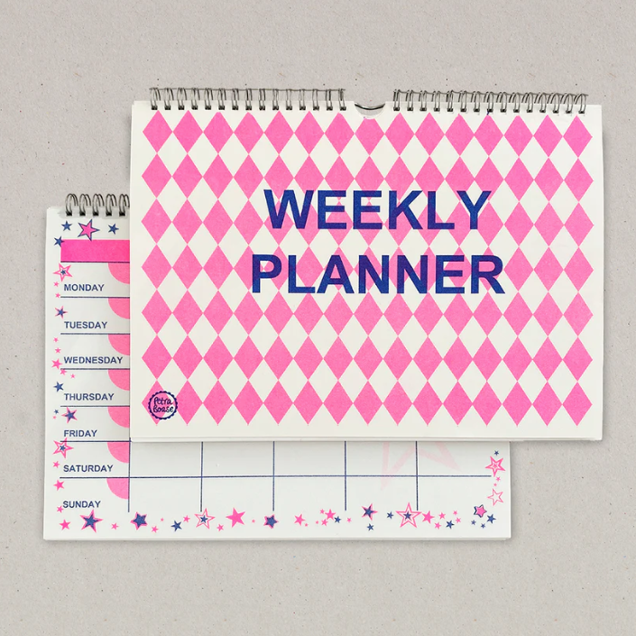 Petra Bose | Weekly Planner | Blue & Pink Diamond