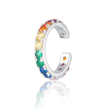 Scream Pretty | Rainbow Sparkling Single Ear Cuff | Available in 18k Gold or Rhodium Plated Silver