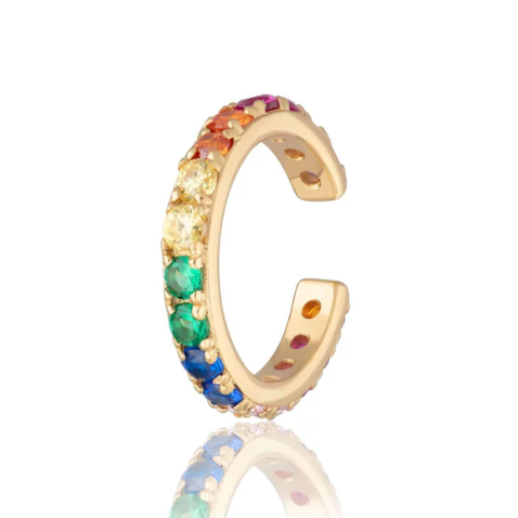 Scream Pretty | Rainbow Sparkling Single Ear Cuff | Available in 18k Gold or Rhodium Plated Silver