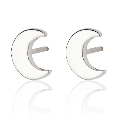 Scream Pretty | Tiny Crescent Moon Studs | Available in 18k Gold or Rhodium Plated Silver