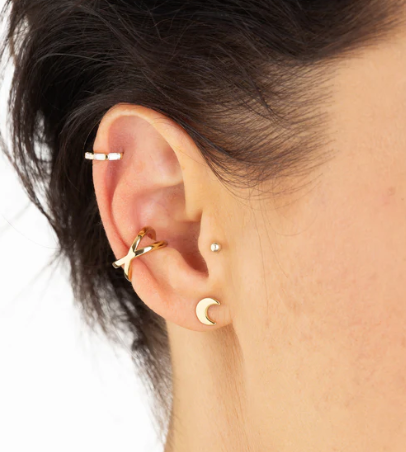 Scream Pretty | Tiny Crescent Moon Studs | Available in 18k Gold or Rhodium Plated Silver