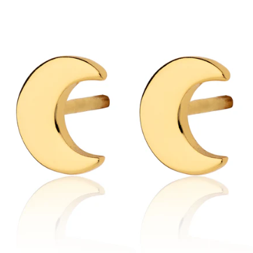 Scream Pretty | Tiny Crescent Moon Studs | Available in 18k Gold or Rhodium Plated Silver