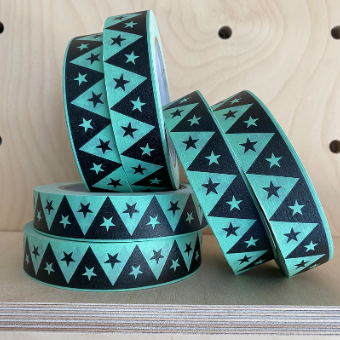 Petra Bose | 50m Adhesive Paper Tape | Mint Triangle & Star