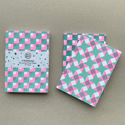 Petra Bose | Set of 2 Notebooks | Green & Hot Pink