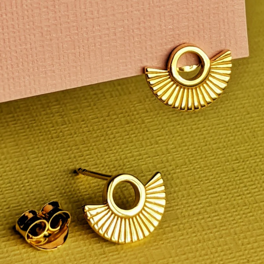 Vurchoo | Nicaragua 1090 | Art Deco Fan Gold Stud Earrings