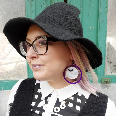 Silly Loaf | Creepy Moon Statement Earrings