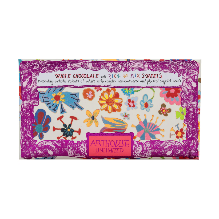 Arthouse Unlimited | White Chocolate Bar with White Chocolate Assorted Pick 'n' Mix Sweets