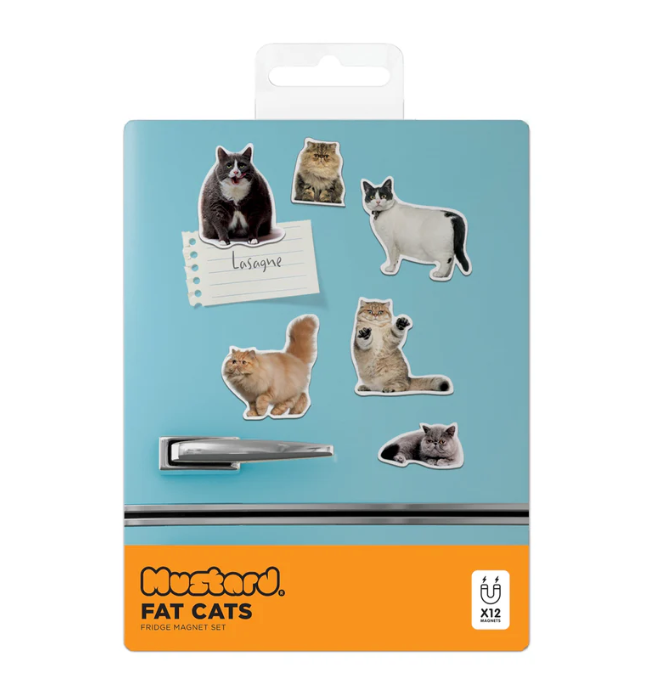 Mustard | Fridge Magnet Set of 12 | Fat Cats