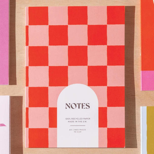 Good Tuesday | A5 Notebook | Peach & Cherry Check