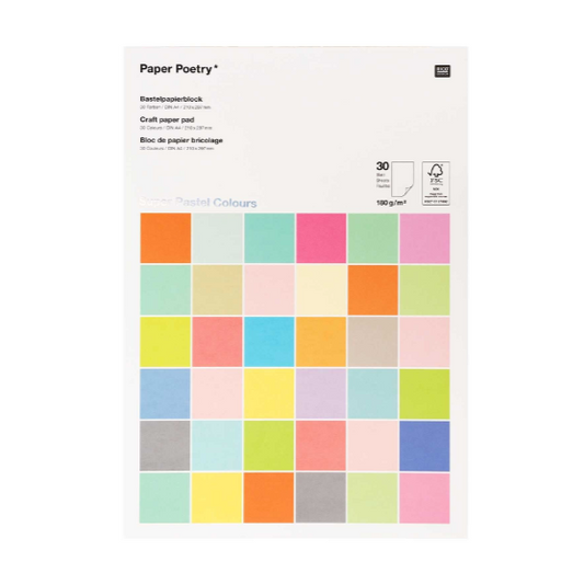 Rico | Paper Poetry | Craft Paper Pad | Super Pastel Colours | 30 Colours