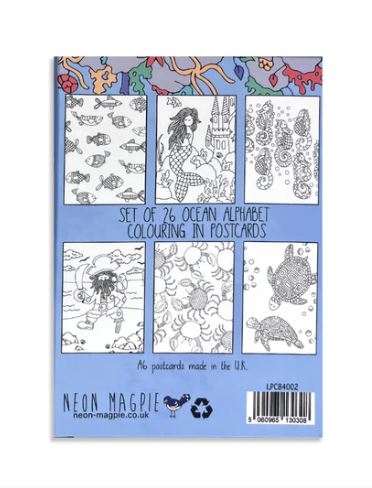 Neon Magpie | Aquatic Colouring Postcards | A-Z Of The Ocean