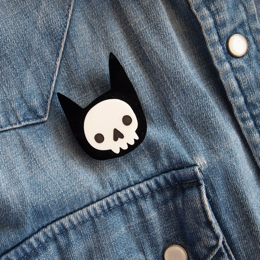 I Like Cats | Laser Cut Acrylic Brooch | Skull Cat
