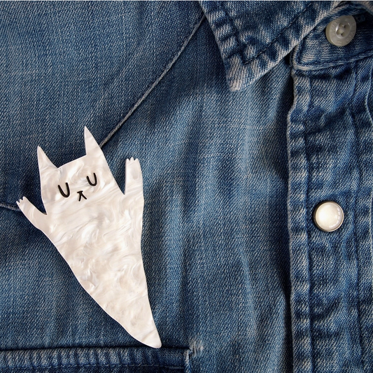 I Like Cats | Laser Cut Acrylic Brooch | Ghost Cat