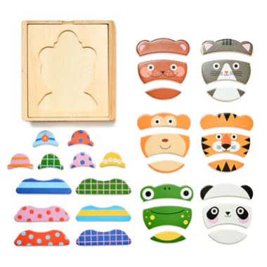 Kikkerland | Animal Mix Up Wooden Puzzle