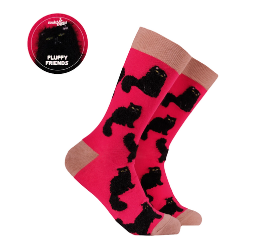 Socktopus | Fluffy Black Cat Socks | S UK 4 - 8