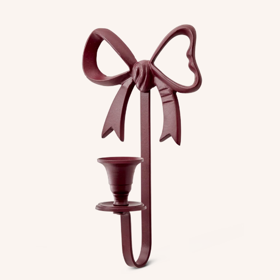 Rice | Bow Metal Candle Holder | Bordeaux