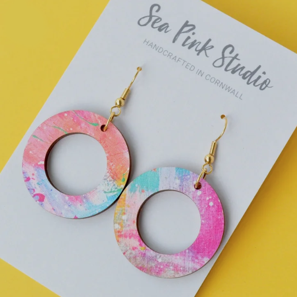 Sea Pink Studio | Earrings | Arty Print Rings | Coral