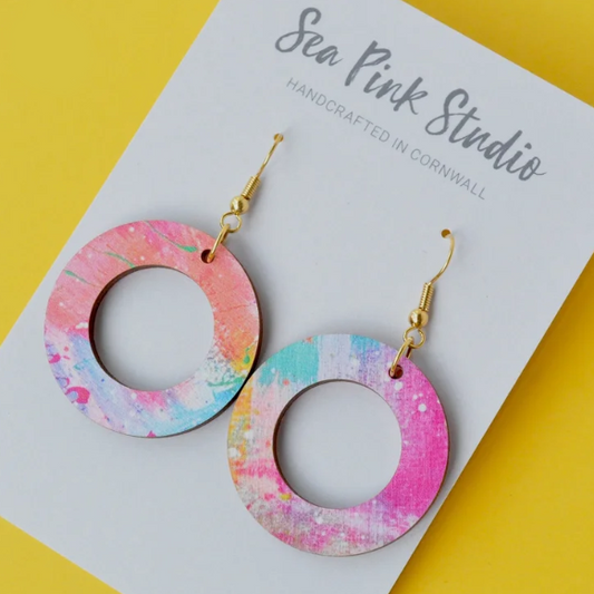 Sea Pink Studio | Earrings | Arty Print Rings | Coral