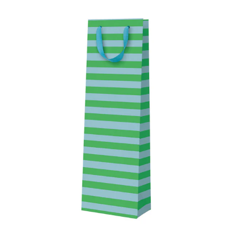 Ohh Deer | Bottle Gift Bag | Green & Blue Stripe