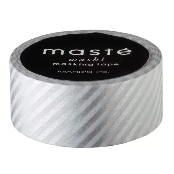 Maste | Washi Tape | Silver Stripe