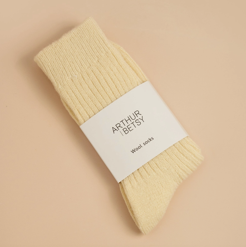 Arthur Betsy | Luxury Alpaca Blend Socks | Cold Cream