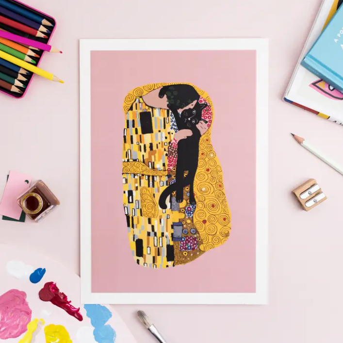 A4 Unframed Print | Niaski | The Cat Kiss