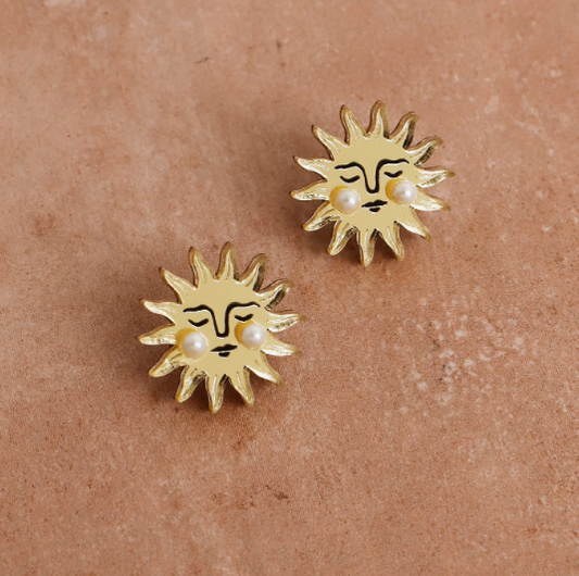 Wolf & Moon | Sun Studs