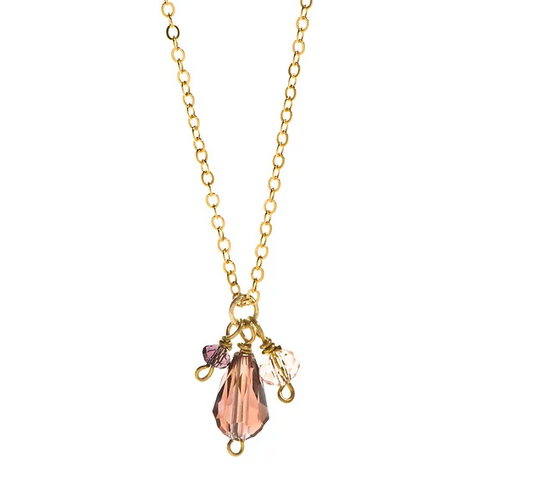 Just Trade | Temple Bead Pear Drop Pendant Rose