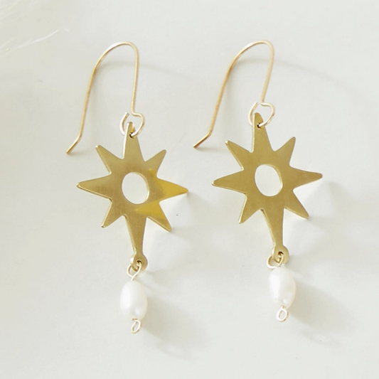 Just Trade | Starburst Pearl Earrings