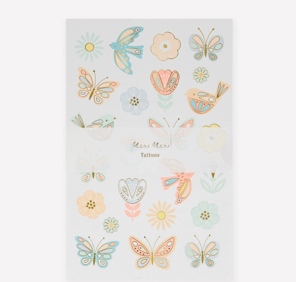 Meri Meri | Tattoo Sheet | Birds & Butterflies