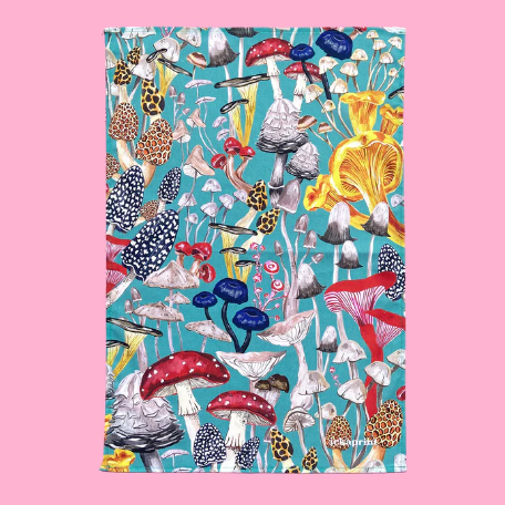 Icka Print | Tea Towel | Mushrooms (blue)