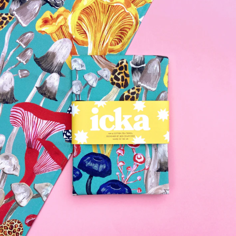 Icka Print | Tea Towel | Mushrooms (blue)