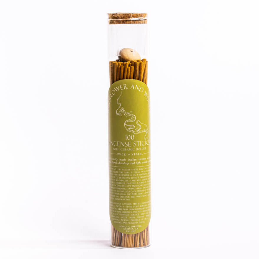 Wick & Vessel | Wildflower & Woods | 100 Incense Sticks & Ceramic Holder