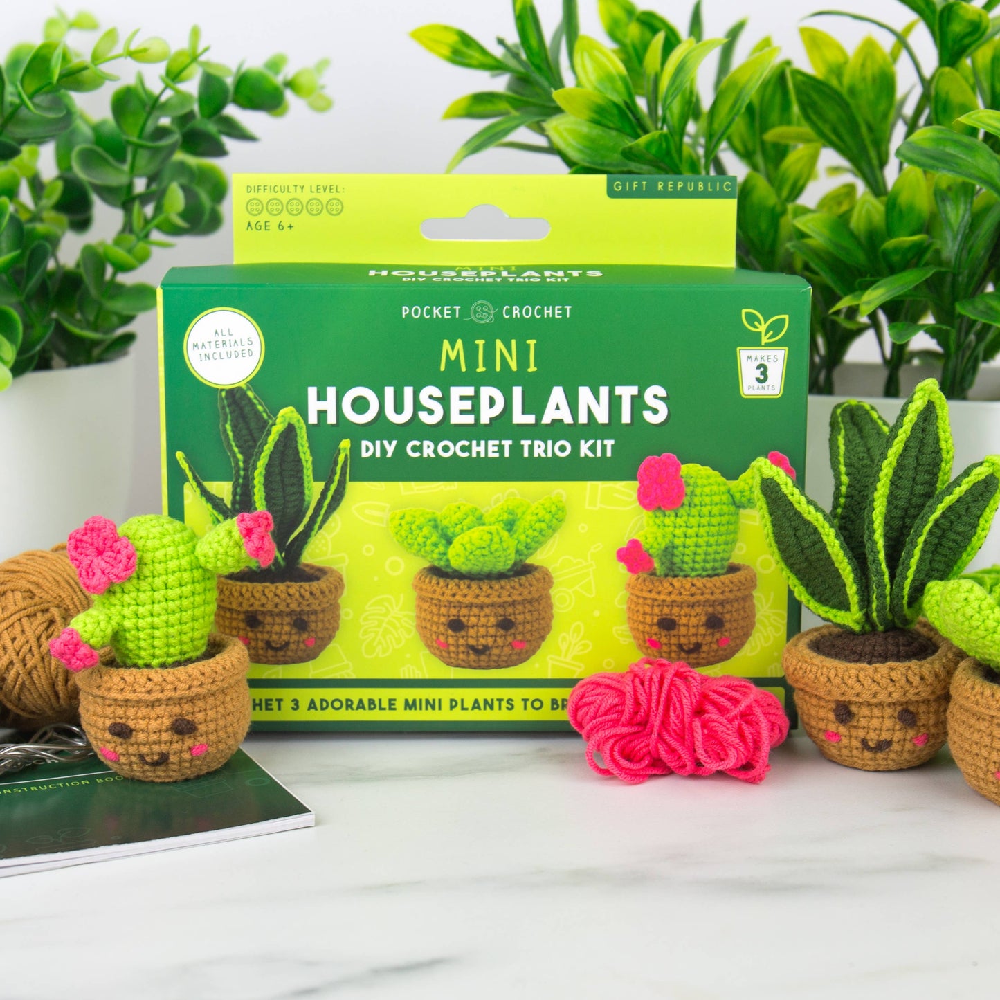 Gift Republic | Pocket Crochet Craft Kit | Mini Houseplants