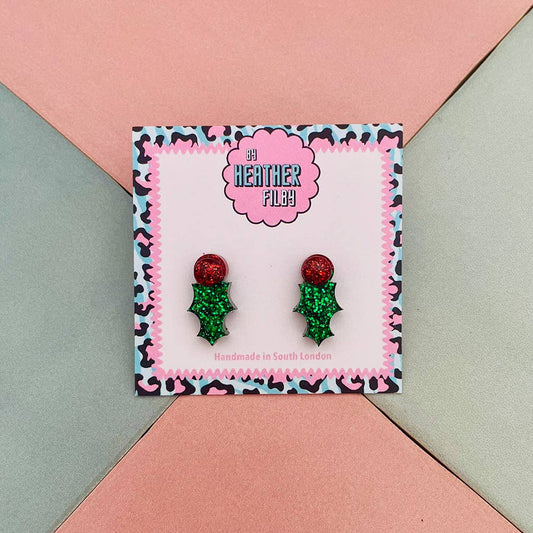 By Heather Filby | Glitter Stud Earrings | Holly