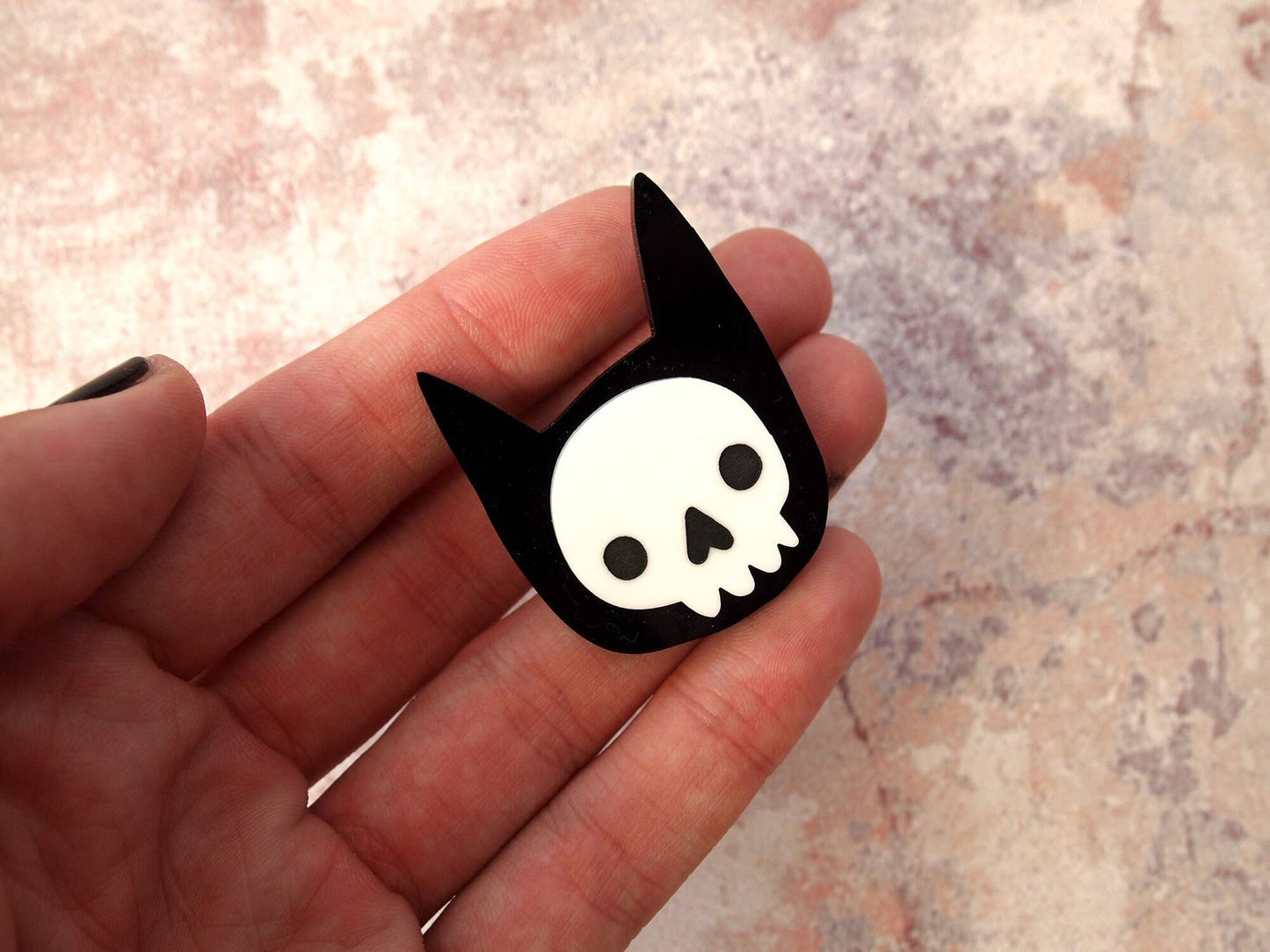 I Like Cats | Laser Cut Acrylic Brooch | Skull Cat