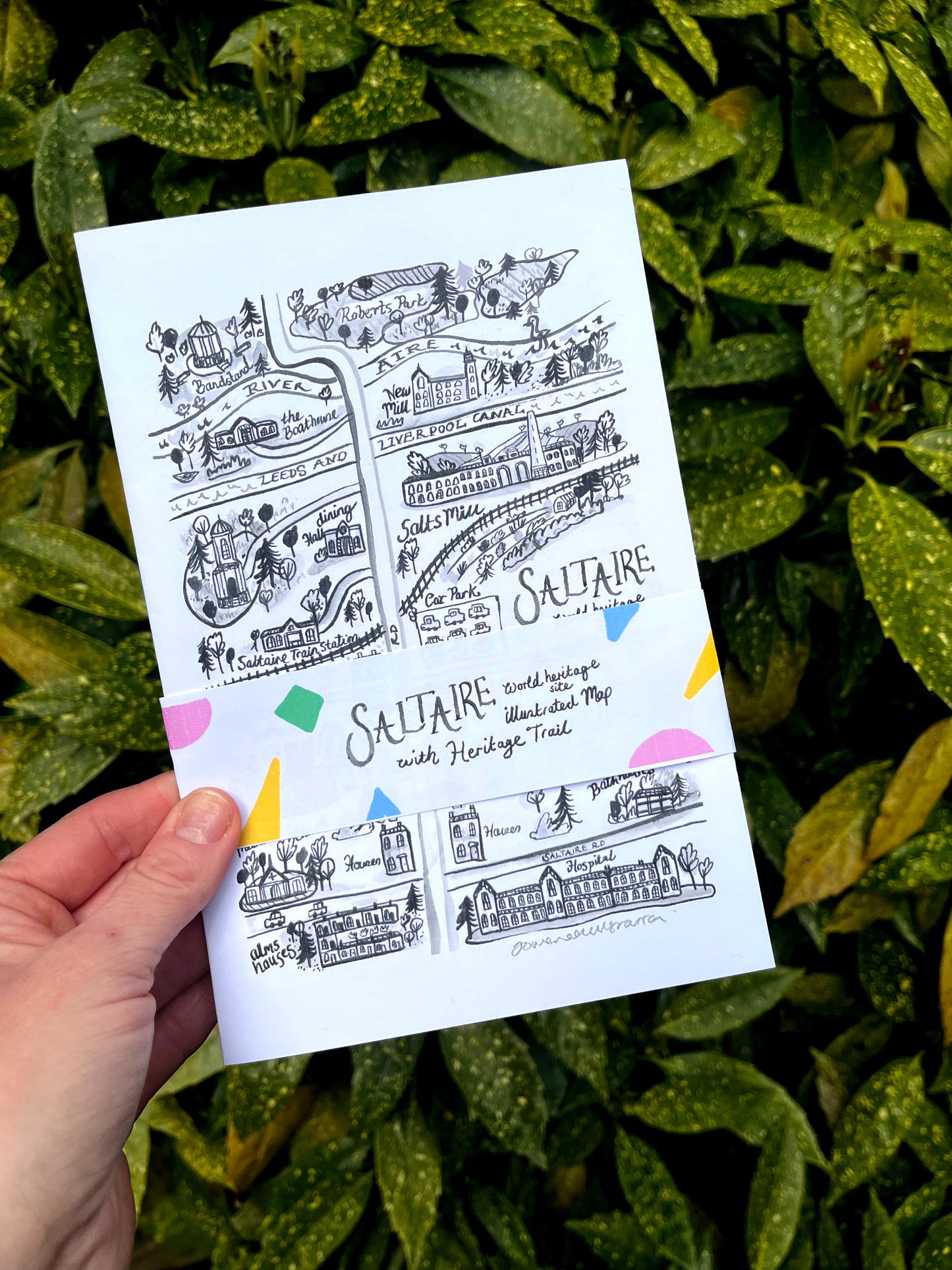 Jo Overend | Folded Saltaire Map | Black & White