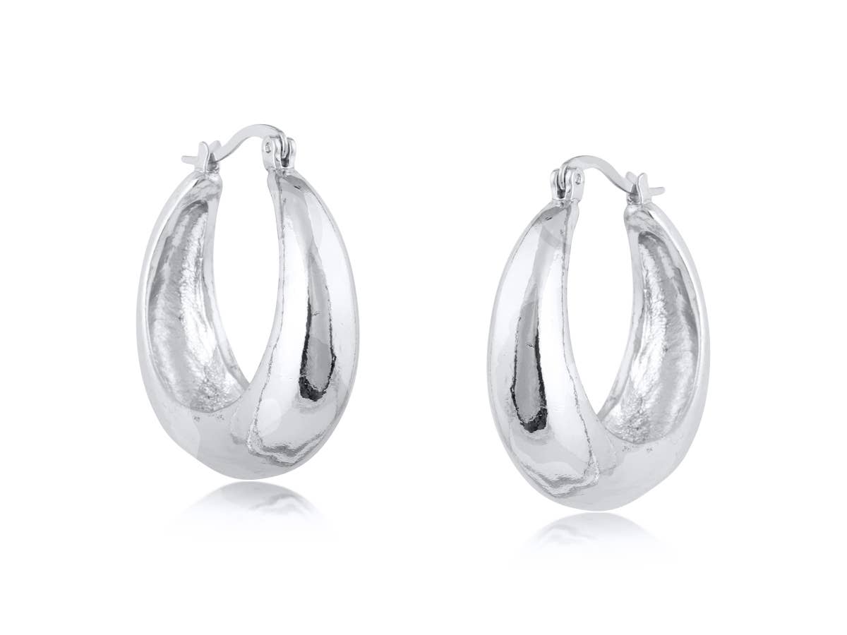Big Metal London | Earrings | Sophia Organic Shape Hoops | Silver